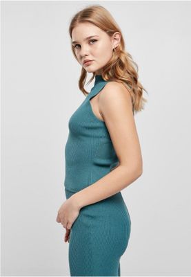 Ladies Short Rib Knit Turtleneck Top