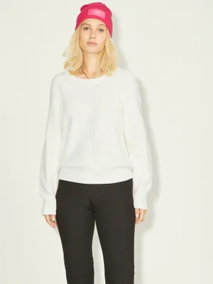Rundhalsad stickad tröja loose fit