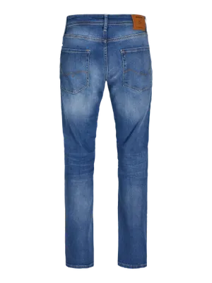 Blå tvättade tapered fit jeans herr - MIKE