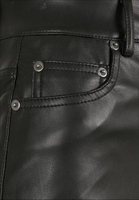 Black wide trousers in synthetic leather women