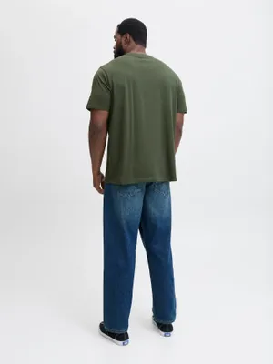 Mörkgrön T-shirt med liten logga – Jack & Jones Plus Size