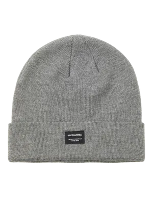 Gråmelerad ribbstickad mössa Jack & Jones