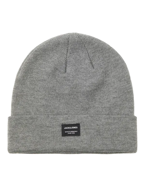 Gråmelerad ribbstickad mössa Jack & Jones