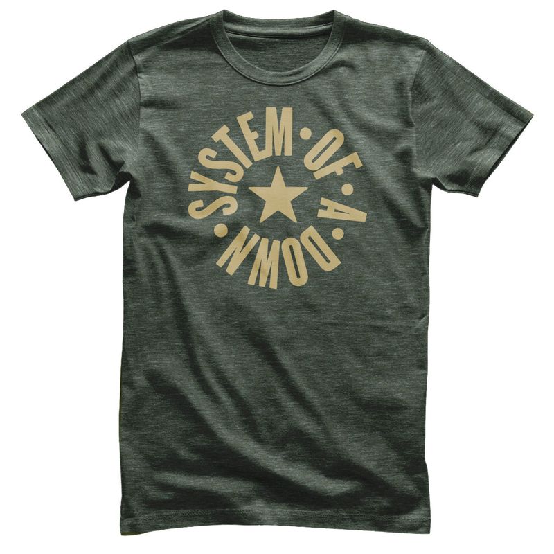 System of a Down Circle Star Logo T-shirt herr i oliveheather