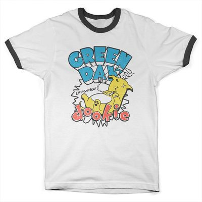 Green Day Longview Dookie Ringer T-shirt i whiteblack