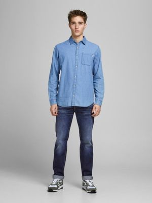 Mørkeblå vaskede jeans herre regular fit
