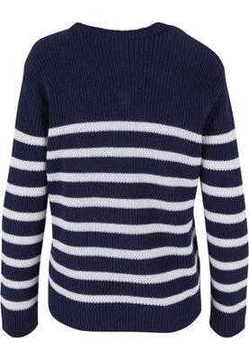 Tröja för dam med vita ränder oversize– navy/white