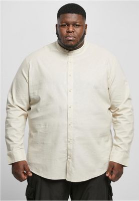 Cotton Linen Stand Up Collar Shir