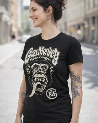 Gas Monkey Garage Big Brand Logo Girly Tee