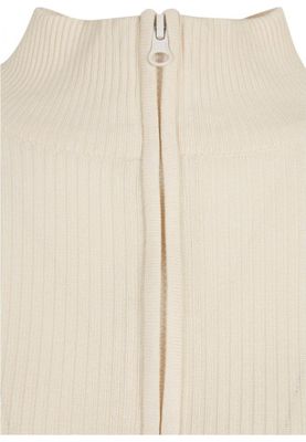 Ladies Cropped Rib Knit Zip Cardigan