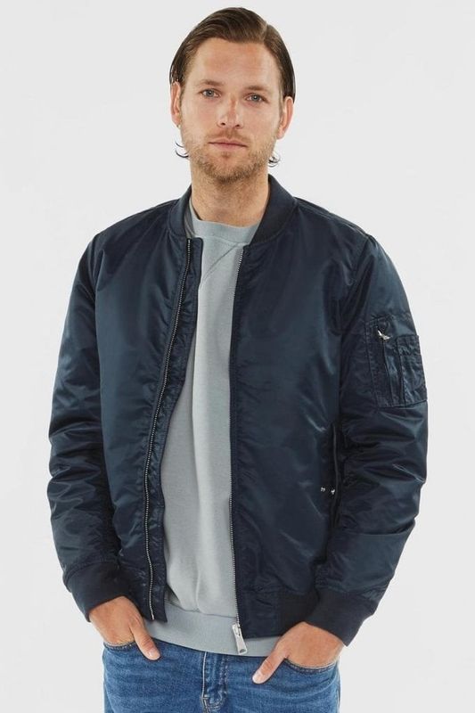 Dark blue bomber jacket men