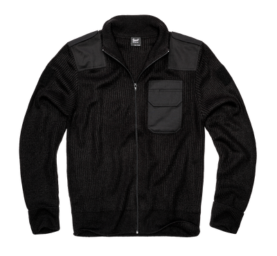 Lappar på axlar och bröstficka BW Cardigan Zip-Hoodie – svart