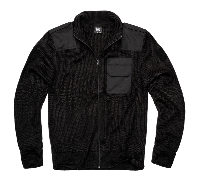 Lappar på axlar och bröstficka BW Cardigan Zip-Hoodie – svart