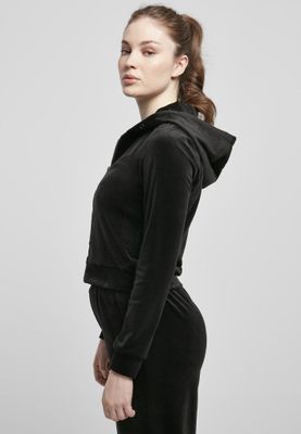 Ladies Short Velvet Zip Hoody