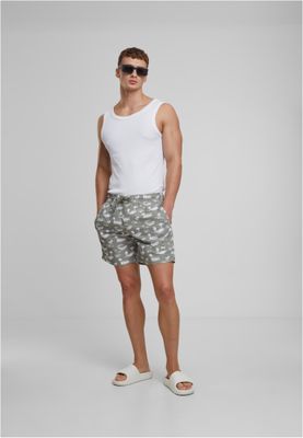 Pattern Swim Shorts Pale Olive/White