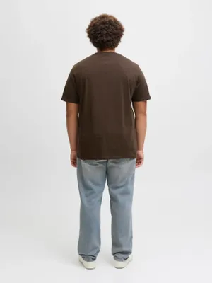 Brun T-shirt med liten logga – Jack & Jones Plus Size