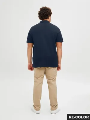 Mörkblå plus size pikétröja herr – Jack & Jones