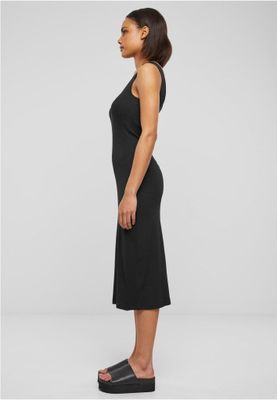 Midi dress in stretchy cotton with round neckline