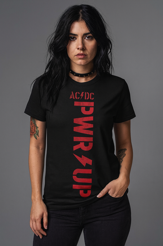 AC/DC - PWR-Up Vertical Logo Girly Tee