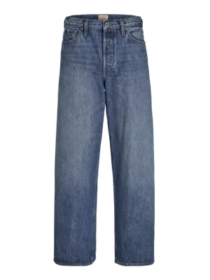 Mörkblå stentvättade wide fit jeans - DAVE