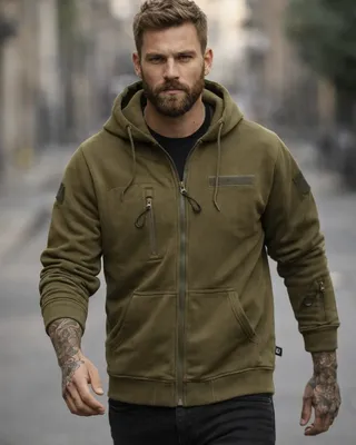 Tom Tactical Sweat Jacket Huvtröja för herr – olive