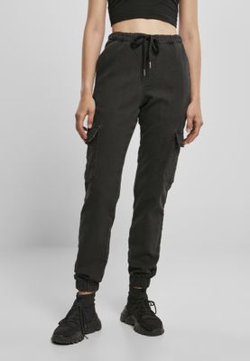 Ladies Knitted Denim High Waist Cargo Pants