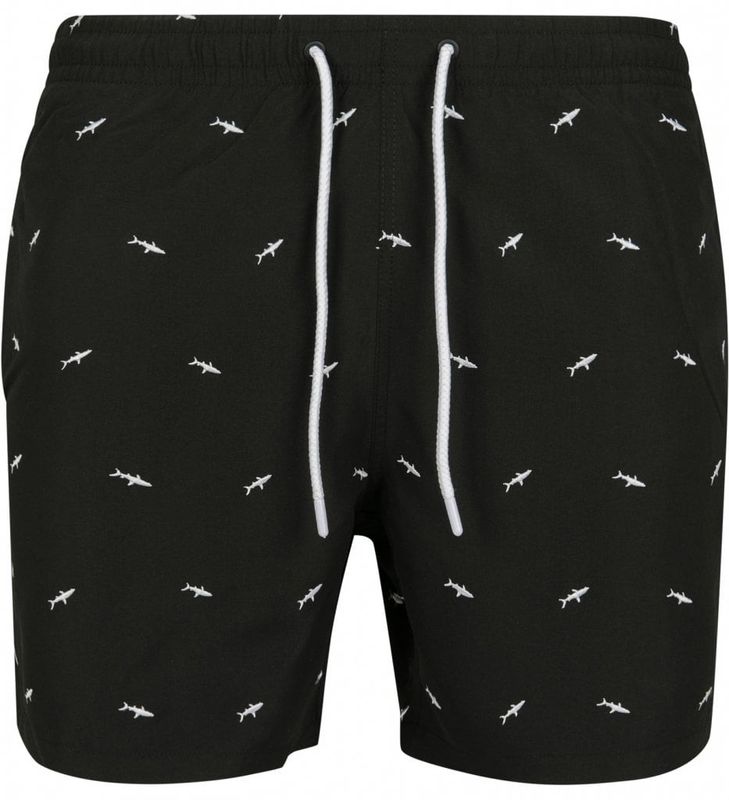 Swim shorts with embroidered sharks