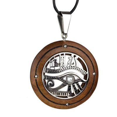 "Eye of Horus" trähänge halsband