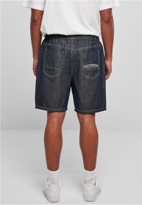 Denim shorts with cuffs at the waist - dark blue