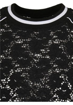 Short sweatshirt in lace fabric