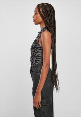 Zebra sleeveless mesh body