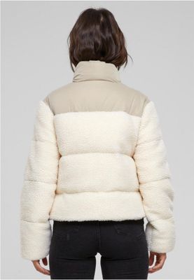 Short sherpa mix puffer jacket lady