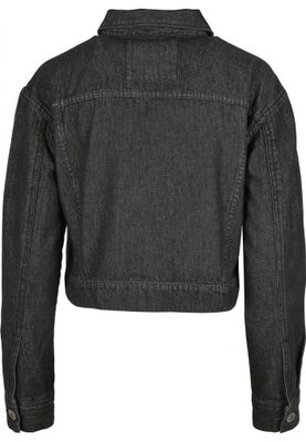 Black denim jacket in oversize model women
