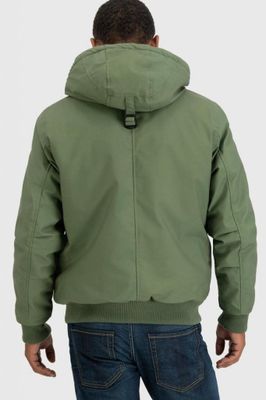 Short hooded jacket with teddy lining