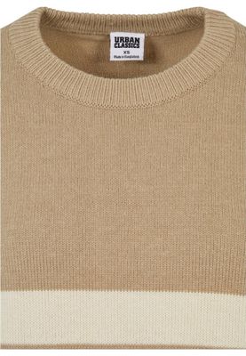 Woman Striped Knit Sweater With Round Neck