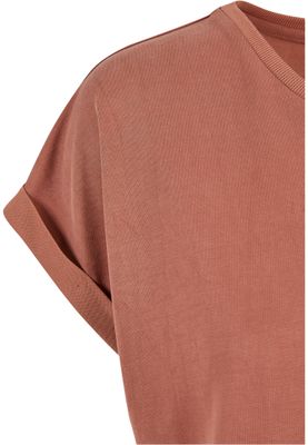 T-shirt för dam med förlängt axelparti – terracotta