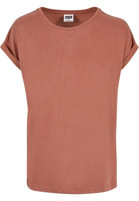 T-shirt för dam med förlängt axelparti – terracotta
