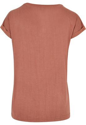 T-shirt för dam med förlängt axelparti – terracotta