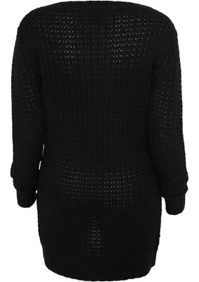 Lång stickad sweatshirt - wideneck - dam i svart