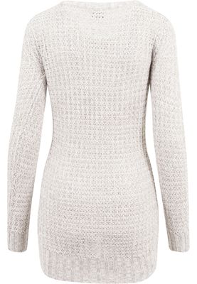 Lång stickad sweatshirt - wideneck - dam i benvit