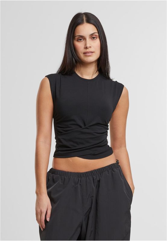 Topp för dam med croppad wrap-modell – svart