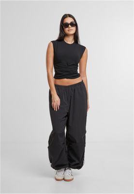 Topp för dam med croppad wrap-modell – svart