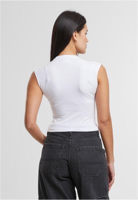 Topp för dam med croppad wrap-modell – vit