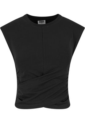 Topp för dam med croppad wrap-modell – svart