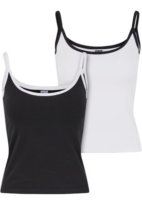 Topp för dam 2-pack med kontrastdetaljer – vit/svart/vit/svart