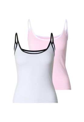 Topp för dam 2-pack med kontrastdetaljer – vit/svart/vit/svart