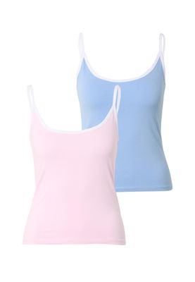 Topp för dam 2-pack med kontrastdetaljer – vit/svart/vit/svart