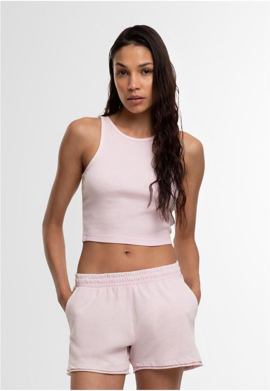 Topp för dam med tvättad ribbad croppad modell – blushedrose