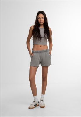 T-shirt för dam med tvättad ribbad croppad modell – steelgrey
