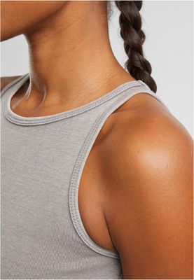 T-shirt för dam 2-pack med tvättad ribbad croppad – steelgrey